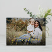 スケッチされた草書体フルフォトハヌカー 箔シーズンカード (立ち正面)