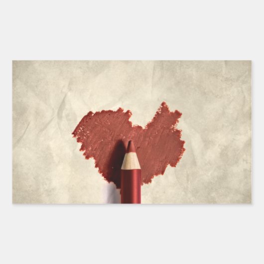 スケッチされた落書きハート 長方形シール (正面)