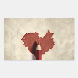 スケッチされた落書きハート 長方形シール