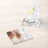 スケッチされた葉モダンの結婚植物 スクエアペーパーコースター (インサイチュ)