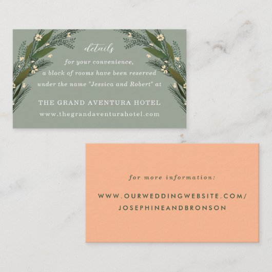 スケッチされた葉花類Greenery Sage詳細 エンクロージャーカード (正面/裏面)