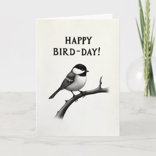 スケッチされた鳥の誕生日カード カード (正面)