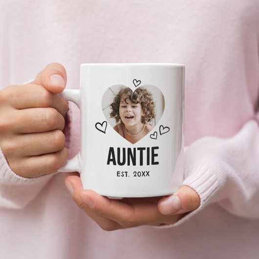 スケッチされたAuntieハート写真 コーヒーマグカップ