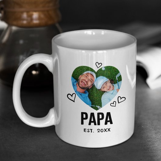 スケッチされたPapaハート写真 コーヒーマグカップ