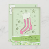 スケッチされるピンクのクリスマスに貯蔵します シーズンポストカード (正面/裏面)