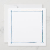 スケッチしたフレームお洒落の青い手結婚描き 招待状 (裏面)