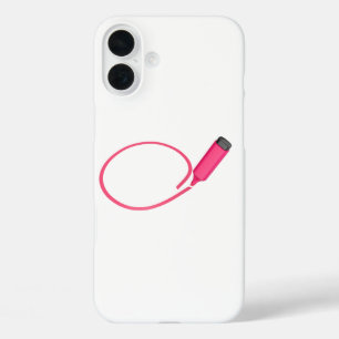 スケッチでピンクの蛍光ペンを持つ円 iPhone 16 PLUSケース