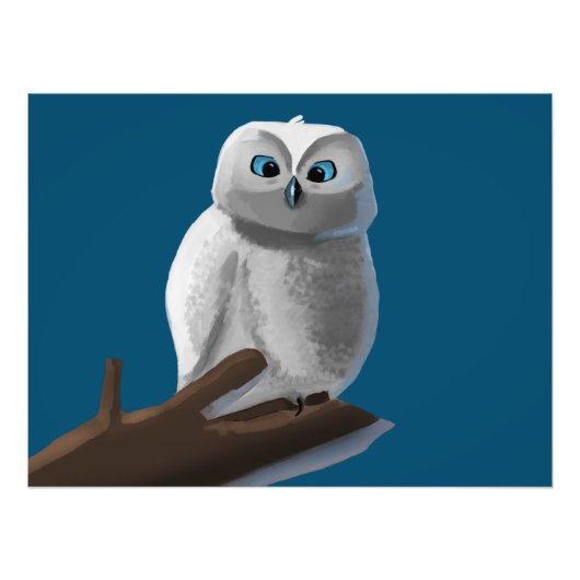 スケッチとフクロウが枝に座っている フォトプリント            (正面)