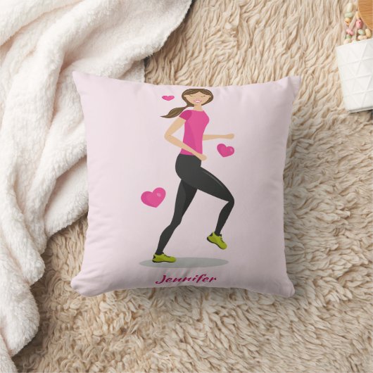 スケッチと名前をカスタムするピ走ンクが好きな女の子 クッション (ブランケット)