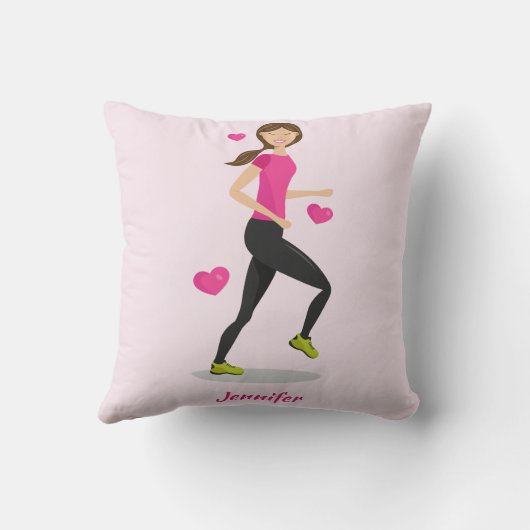 スケッチと名前をカスタムするピ走ンクが好きな女の子 クッション (裏面)