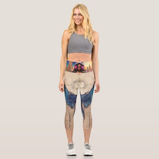 スケッチのシンプル本質、インスピレーションとしての翼 カプリレギンス (正面)