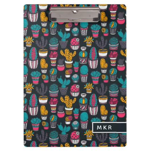 スケッチのスタイルパターンの手描きのサボテン クリップボード (正面)