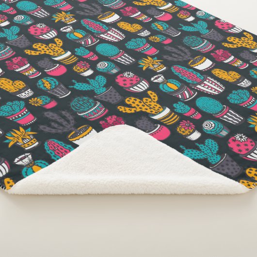 スケッチのスタイルパターンの手描きのサボテン シェルパブランケット (3/4)