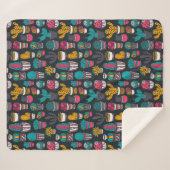 スケッチのスタイルパターンの手描きのサボテン シェルパブランケット (正面(横))