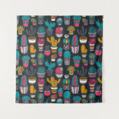 スケッチのスタイルパターンの手描きのサボテン タペストリー (正面(横))