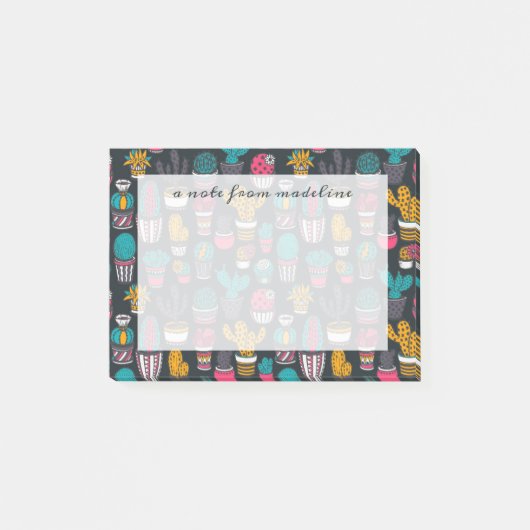 スケッチのスタイルパターンの手描きのサボテン ポストイット (正面)