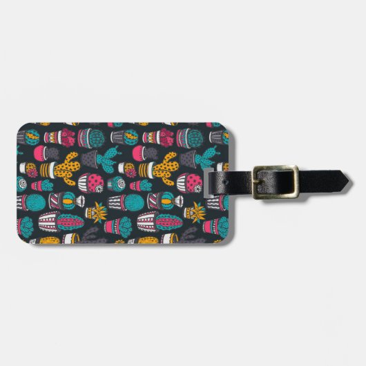 スケッチのスタイルパターンの手描きのサボテン ラゲッジタグ (正面横)