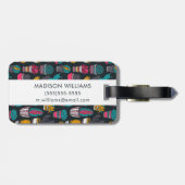 スケッチのスタイルパターンの手描きのサボテン ラゲッジタグ (裏面横)