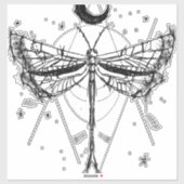 スケッチのトンボ月明かりのボホスタイル シール (シート)