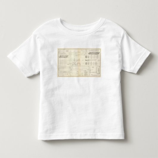 スケッチのボート、橋、ワゴン、投射物 トドラーTシャツ (正面)