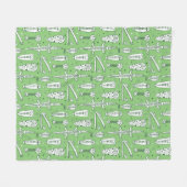 スケッチのワニパターン フリースブランケット (正面(横))