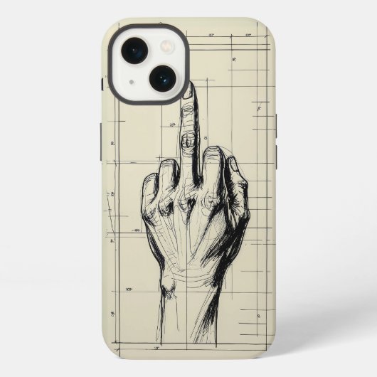 スケッチの下書き中指の手の粗さ iPhoneケース (裏面)