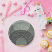 スケッチの円と線の黒、黄、緑 ペーパープレート (パーティー)