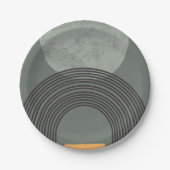 スケッチの円と線の黒、黄、緑 ペーパープレート (正面)