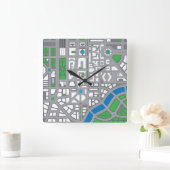 スケッチの地図 スクエア壁時計 (ホーム)