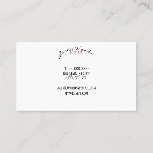 スケッチの女性が付いているメーキャップアーティストの名刺 名刺 (裏面)