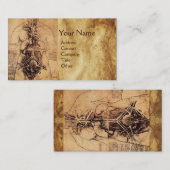 スケッチの女性のトルソアンティークブラウンパーチメント 名刺 (正面/裏面)