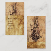スケッチの女性のトルソアンティークブラウンパーチメント 名刺 (正面/裏面)