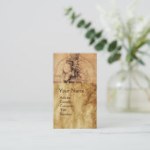 スケッチの女性のトルソアンティークブラウンパーチメント 名刺 (スタンド正面)