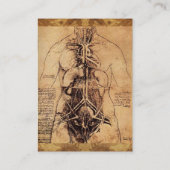 スケッチの女性のトルソアンティークブラウンパーチメント 名刺 (裏面)