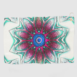 スケッチの花のテクスチャー金属シアンから赤インク ゴルフタオル