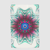 スケッチの花のテクスチャー金属シアンから赤インク ゴルフタオル (正面)