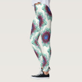 スケッチの花のテクスチャー金属シアンから赤インク レギンス (左)