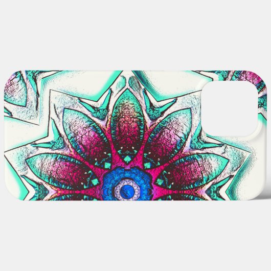 スケッチの花のテクスチャー金属シアンから赤インク Case-Mate iPhoneケース (裏面 (横))