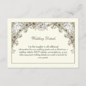 スケッチの花アイボリーロマン結婚ティック エンクロージャーカード (正面)