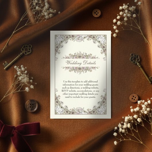 スケッチの花アイボリーロマン結婚ティック エンクロージャーカード