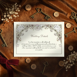 スケッチの花アイボリーロマン結婚ティック エンクロージャーカード