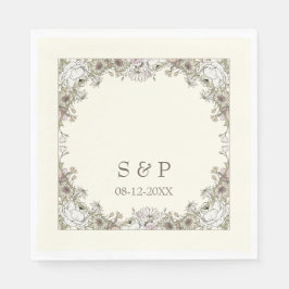 スケッチの花アイボリーロマン結婚ティック スタンダードランチョンナプキン