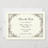 スケッチの花アイボリーロマン結婚ティック セーブザデート (正面)