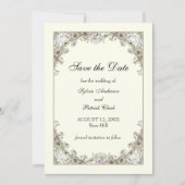 スケッチの花アイボリーロマン結婚ティック セーブザデート (正面)