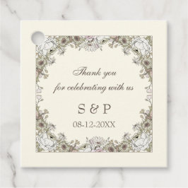 スケッチの花アイボリーロマン結婚ティック フェイバータグ