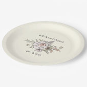 スケッチの花アイボリーロマン結婚ティック ペーパープレート (アングル)