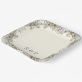 スケッチの花アイボリーロマン結婚ティック ペーパープレート (傾斜あり)