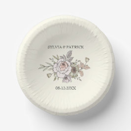 スケッチの花アイボリーロマン結婚ティック ペーパーボウル