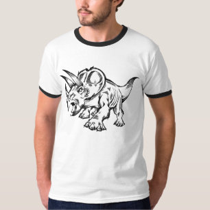 スケッチの落書きのトリケラトプスの恐竜のTシャツ Tシャツ