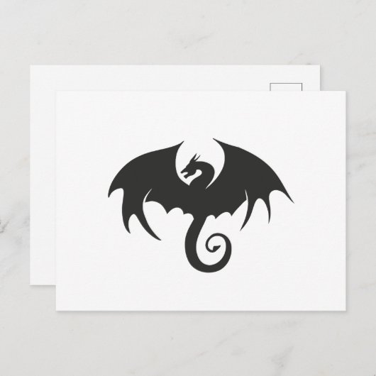 スケッチの黒い竜のシルエット ポストカード (正面/裏面)